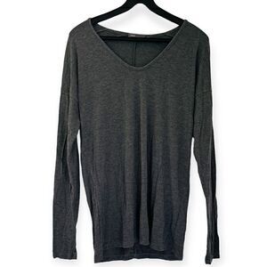 Vince Gray Drop Shoulder V-Neck Top Size Medium